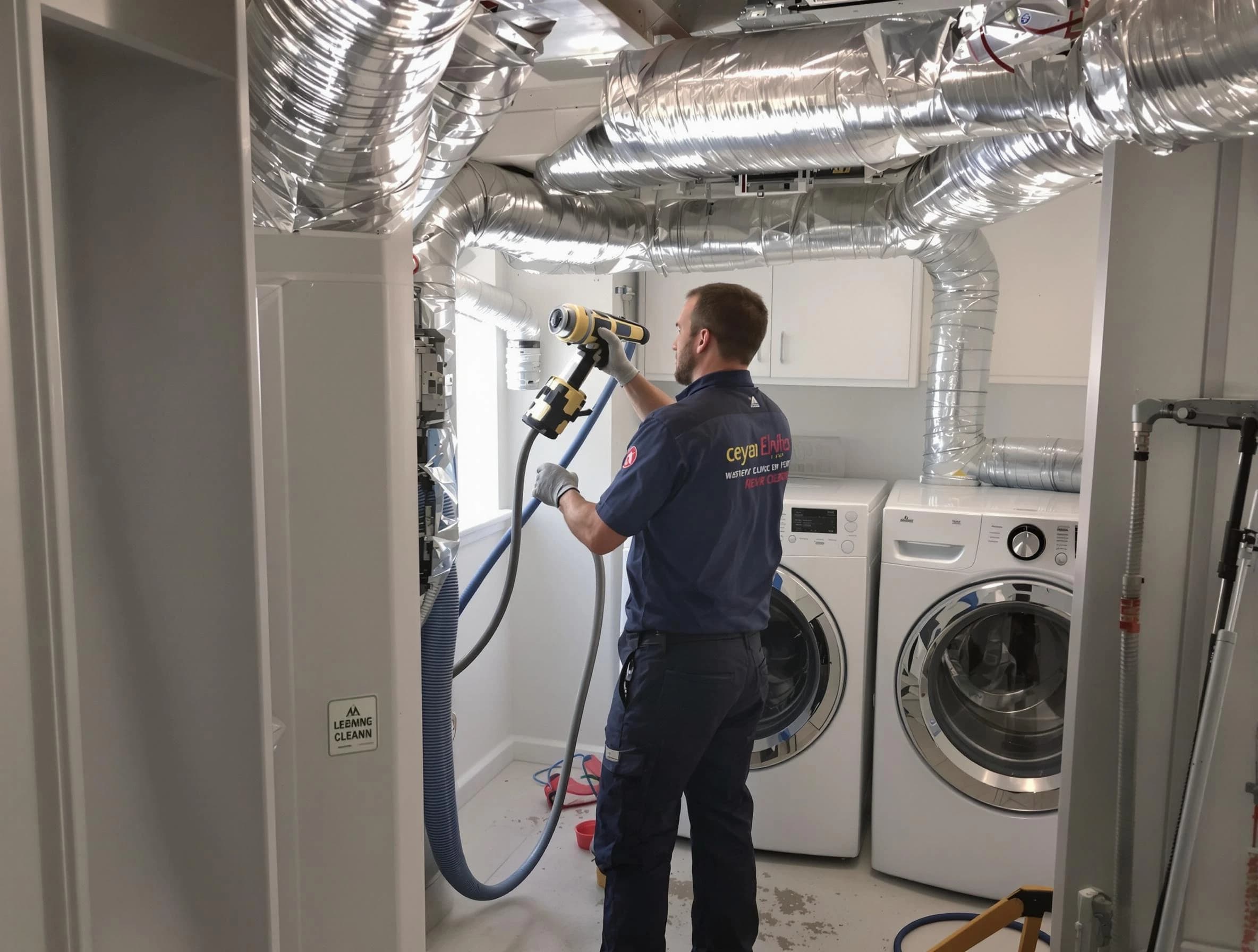 Cedar Hills Dryer Vent Cleaning specialist using advanced equipment for thorough duct cleaning in Cedar Hills
